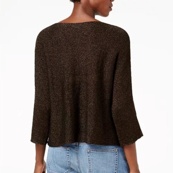 Eileen Fisher Organic Linen Blend Split-Sleeve Sweater - Picture 3 of 11